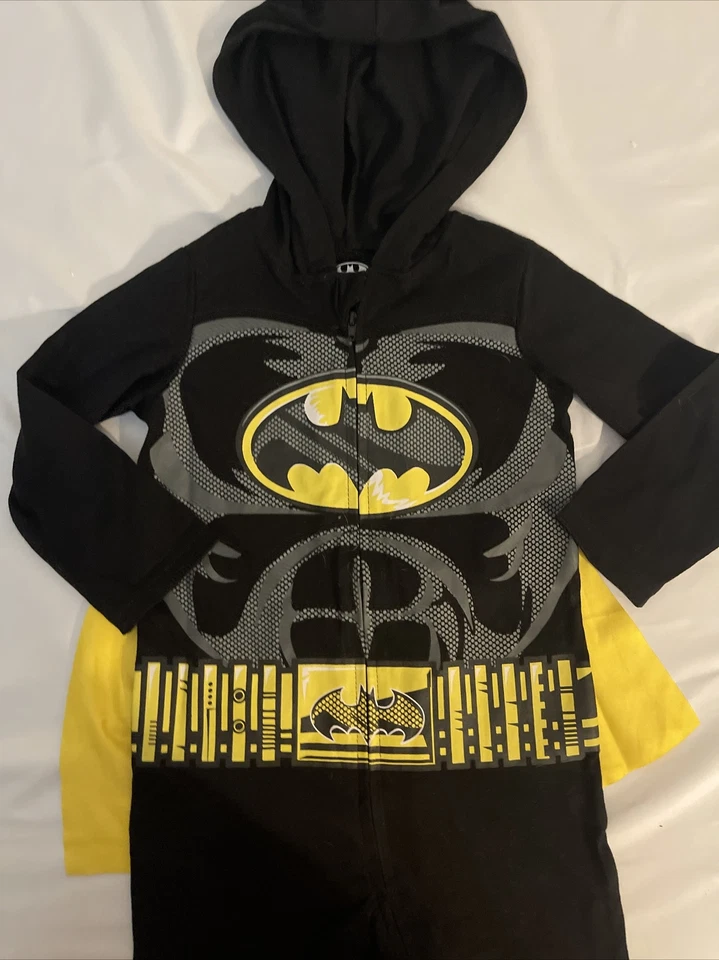 Batman Costume Pajamas Boys 18 M DC Comics Halloween Suit Cape Infants Black - Image 2 of 4