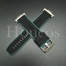Silicone Rubber Watch Strap Band Fits for Tissot PRX Quick release Adapter BK/GN