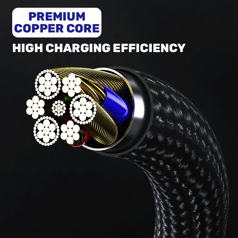 Magnetic 540 Fast Charging Data Cable Cord Charger For Type-C Micro USB iPhone - image 2 of 4