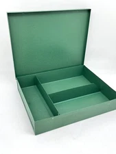 Vintage Green CLASSIC Metal Compartment Small Parts Storage Box  10x12”