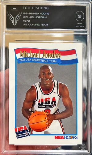 1991-92 Hoops Michael Jordan USA Olympic Team Card #579 Mint TCG 9 Graded