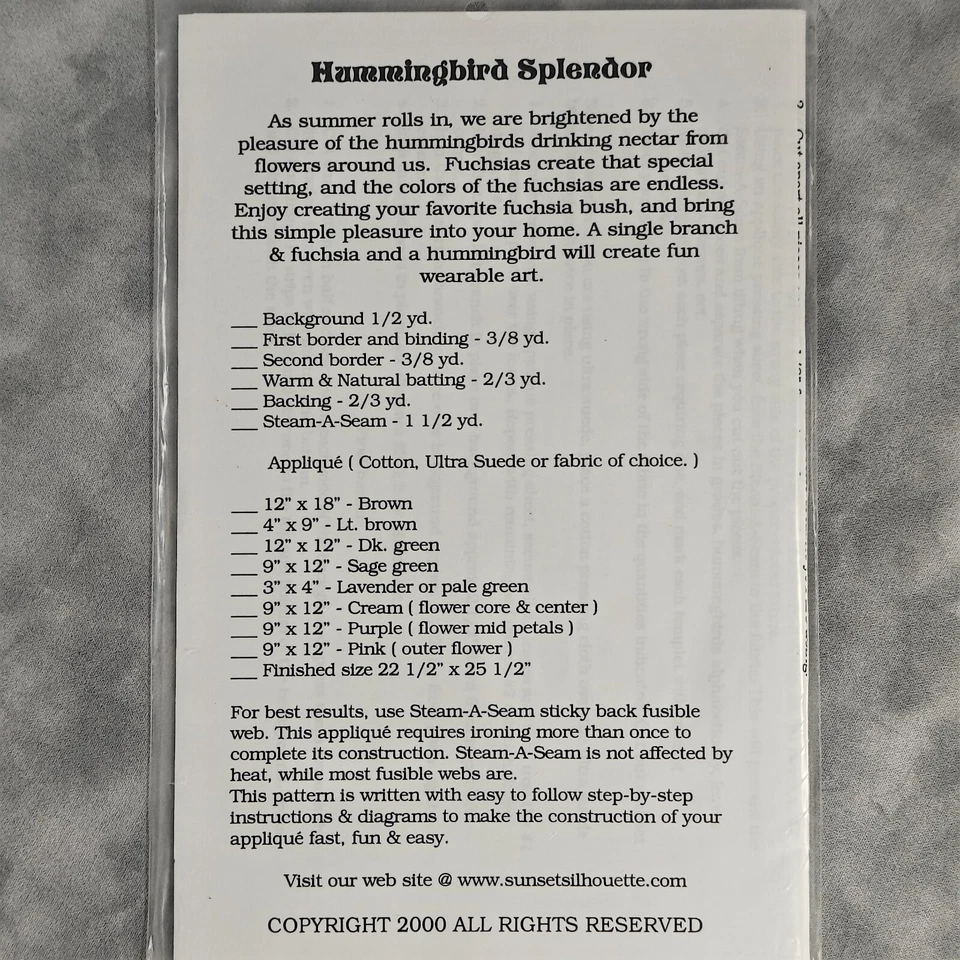 🌸 Hummingbird Splendor Quilt Pattern 🌺 Appliqué Design by Carol Robinson - Image 3 of 3