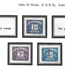 GB 1955 1d and 4d fu, 3d unused, cat. £10.50