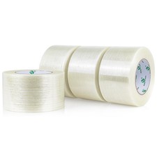 Fiber Reinforced Packing Tape 3 Inch, Heavy Duty Wide Strapping Tape, 4Rolls ...