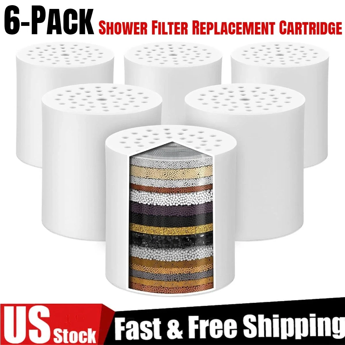 6 Pack 20 Stage Shower Filter Replacement Cartridge Shower Filter for Hard Water