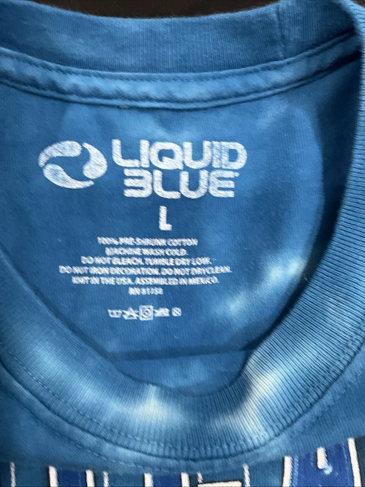 Chicago Cubs Tiedye Print Tshirt Double-sided Sz Large Men 90s Liquid Blue - Image 2 of 3