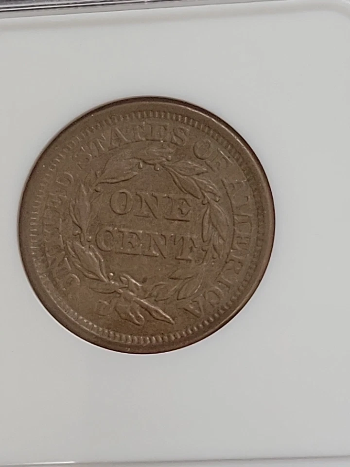 1856 SLANTED 5 Coronet, Braided Hair Large Cent 1C NGC MS63BN Off-Center - Image 3 of 4