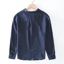 Men's casual long-sleeved corduroy solid color lapel shirts