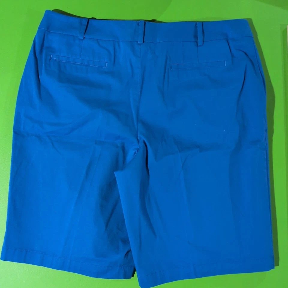 Talbots Perfect Shorts Women's 16 Blue Stretch Mid Rise Chino Casual Preppy NWOT - Image 2 of 4