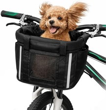 Bike Basket Folding Small Pet Cat Dog Carrier Front Removable Bicycle Handlebar