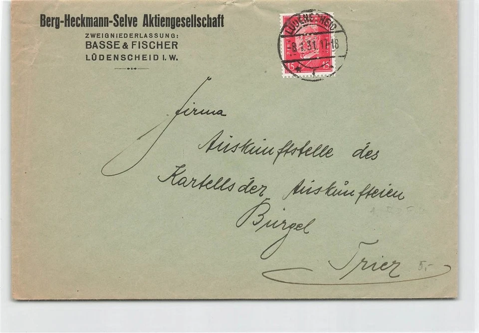 108226) DR Blg mit Perfin/Firmenlochung B&F aus Lüdenscheid, Basse & Fischer - Bild 1 von 1