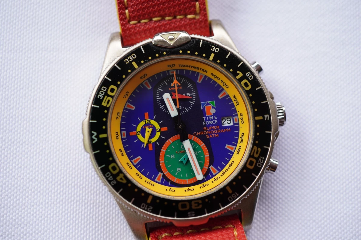 VINTAGE TIME FORCE MULTI COLOR Dial & Date Quartz Watch
