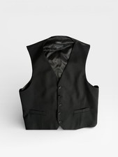 Pronto Uomo Platinum Mens Black Vest Wool Waistcoat XL Button Cinch Prom Wedding
