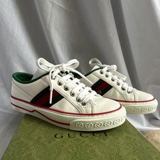 NEW Gucci Tennis 1977 GLAMOUR GLOVE Low Top Leather Lace-Up Sneakers Sz 34 750