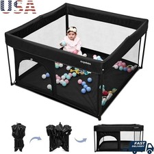 Collapsible Baby Playpen Safety Zipper Door 360  Mesh Walls 50x50 Play Area New
