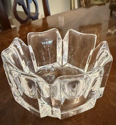 Vintage Orrefors Sweden Crystal Bowl Corona Signed 4.5  X 3 