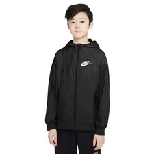 Boys Nike Sportswear Windrunner Windbreaker Zip 850443-011 Black Jacket Sz M
