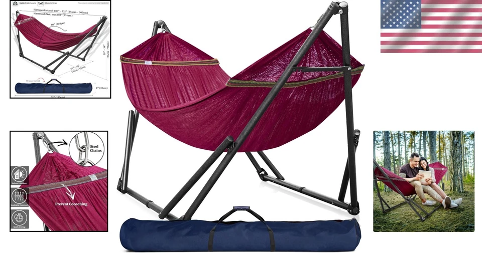 Hamaca doble universal y soporte - Configuración rápida, capacidad de 600 libras, ideal para dos Foto 2 de 4