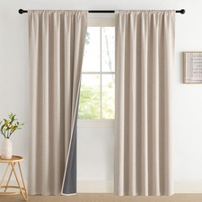 NICETOWN 2 Panels Natural Linen 100 Blackout 52 x 80 Inches Curtains for Bed...