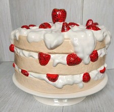 Vintage Ceramic Strawberry Shortcake Pedestal Footed Cake Stand With One Chip