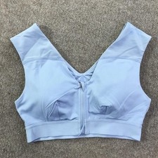 Tommie Copper Sports Bra Womens Medium Blue Front Zip Mesh V-Back Copper Znergy