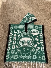 Labubu Handcrafted 20x20 Green Poncho For Kids