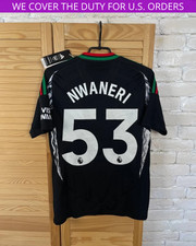 NWANERI ARSENAL JERSEY AWAY FOOTBALL SOCCER SHIRT 2024 BLACK ADIDAS MEN sz S