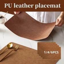 Faux Leather Placemats Square Dining Table Mats Kitchen Heat Resistant UK