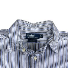 Polo Ralph Lauren Andrew Dress Shirt Mens 16 32/33 Blue Striped Cotton Classic
