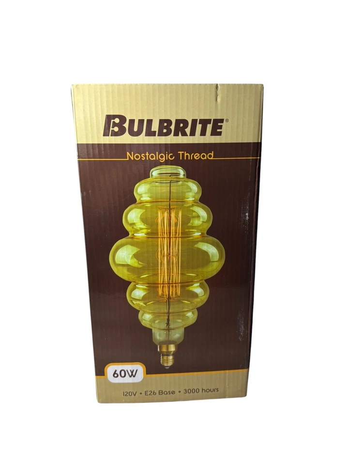 Bulbrite Nostalgic Thread Oversized Beehive Vintage Bulb – 60W, E26, Amber - Image 3 of 4