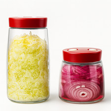 2x Fermentation Jar with Vent One Way Air Release & Labels, Pen Storage Pickling