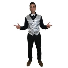 Sequin Waistcoat & Bow Tie Showbiz Mens Fancy Dress Costume