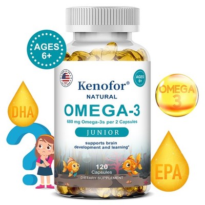Junior Omega-3 680mg Supports Brain Cognitive Health 30/60/120 Capsules