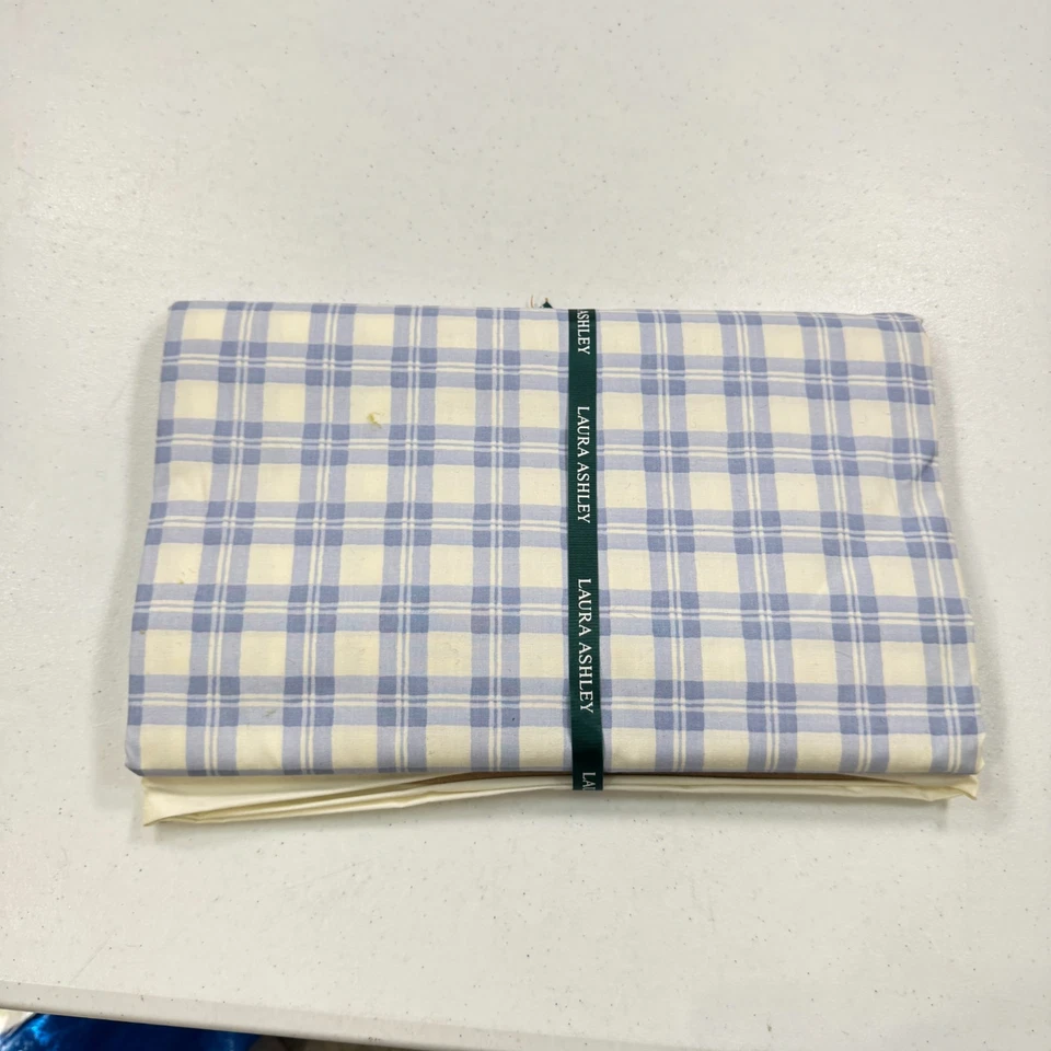 Sábana plana vintage Laura Ashley doble azul cuarteto sicómoro cuadros Foto 4 de 4