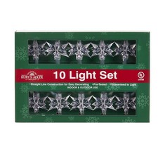 Kurt Adler 10-Light Diamond Star Light Set, Green/Clear