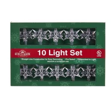 Kurt Adler 10-Light Diamond Star Light Set, Green/Clear