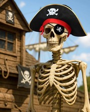 Pirate Captain Costume Set for 12 Ft Halloween Skeleton Giant Hat Eye Patch