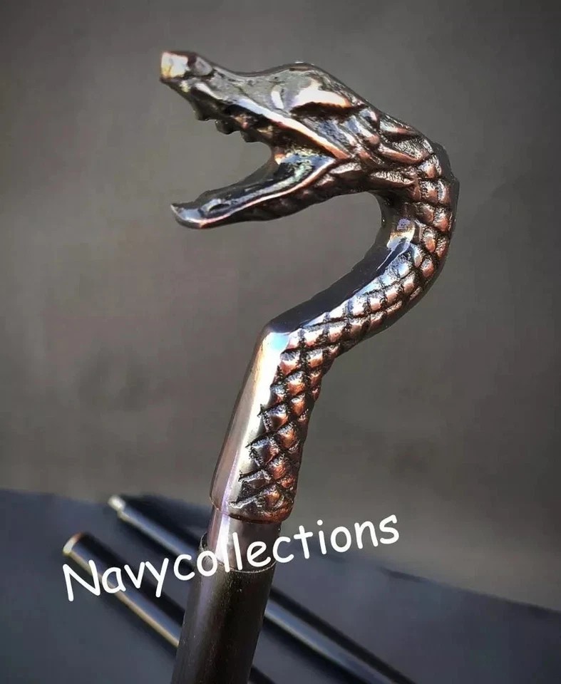 37 Inch Solid Brass Dragon Head Design Antique St… - image 5