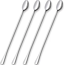 GLAMFIELDS 12-Inch Long Handle Mixing Spoons, Iced Teaspoons, Ice Cream Spoon, S