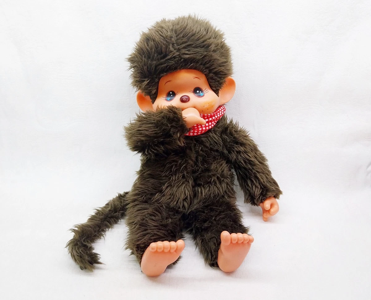 Vintage 70s Monchhichi Doll 17 inch Brown Plush Monchhichi
