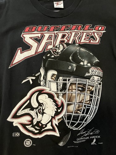 Vintage Buffalo Sabres Dominik Hasek T Shirt 1996 Single Stitch NHL - Picture 2 of 12