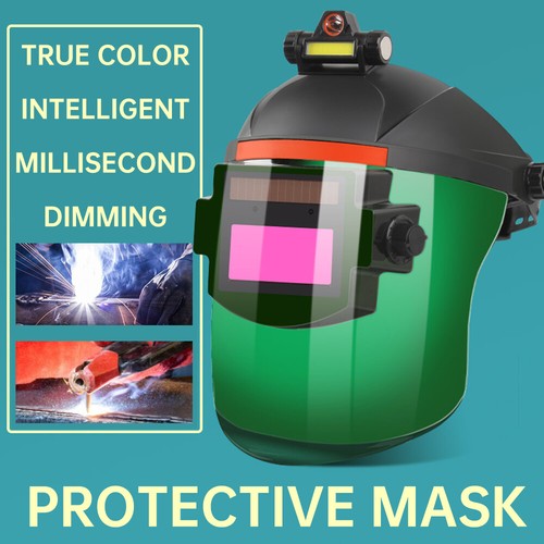 Welding Helmet Auto Darkening Dimming Welder Mask with Rechargeable Headlight