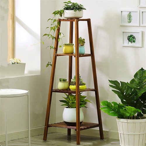 2/3/4 Tier High Plant Stand Bamboo Towered Freestanding Flower Rack Holder Stool - Picture 6 of 21