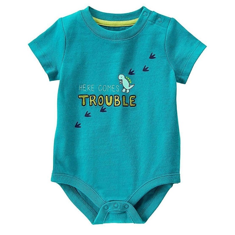 4TA NWT 2016 Gymboree 0-3M HERE COMES TROUBLE Dinosaur bodysuit Shirt Top