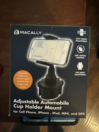 Macally Adjustable Automobile Cup Holder Mount for Smartphones - Black - Picture 1 of 3