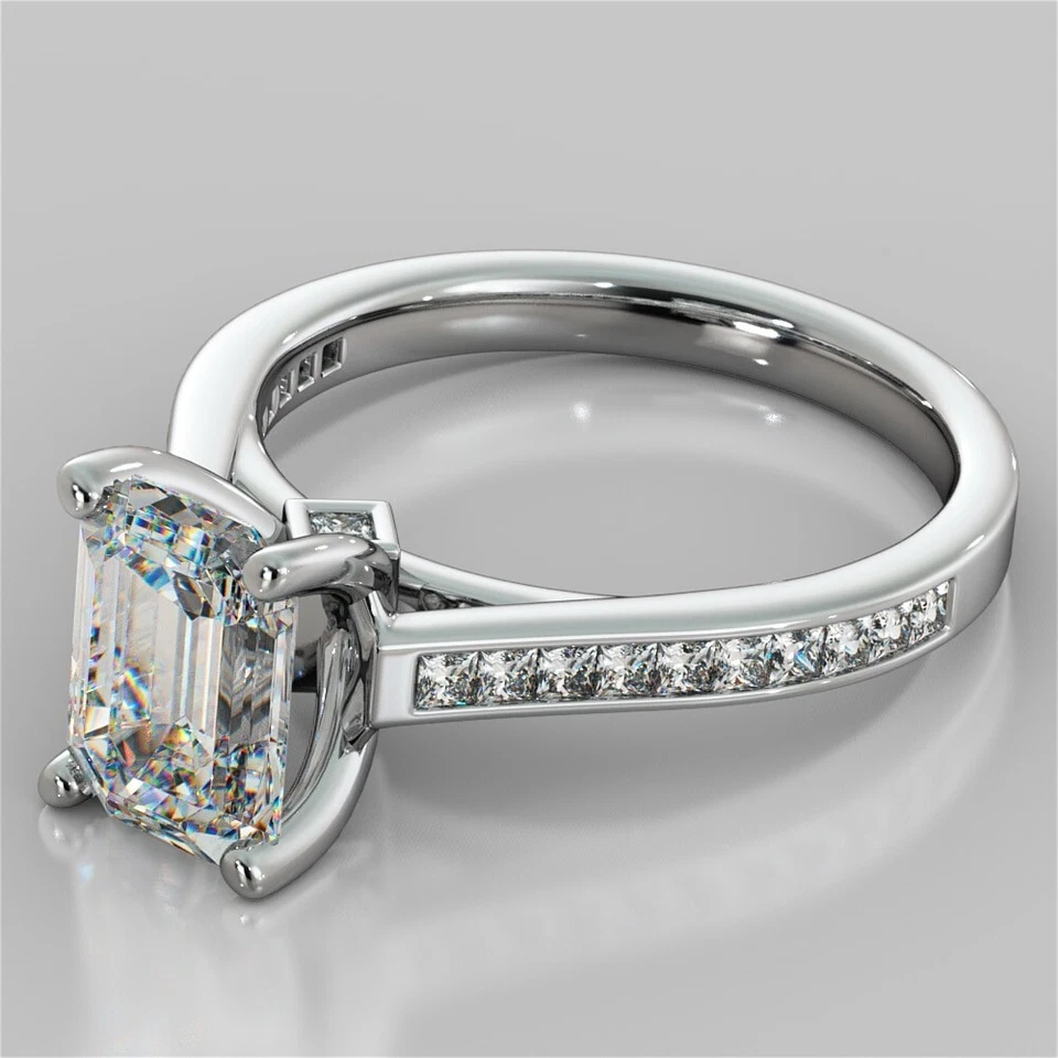 3.56 Ct Emerald Cut Lab Grown Diamond Ring For Wife Solid 950 Platinum Ring - Image 4 of 4