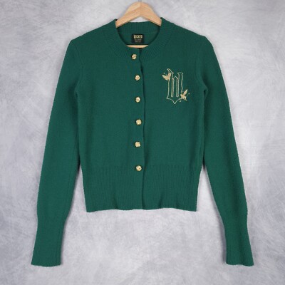 Wicked Cardigan Sweater Womens XXS Green Gold Embroidered