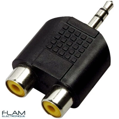 Adaptateur Jack 3,5mm male vers 2x RCA femelle / Jack Adapter to 2x female RCA - Photo 1/2