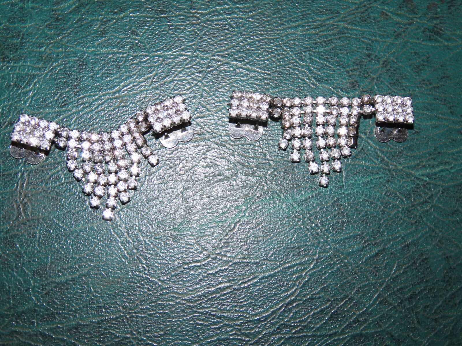 SHOE BUCKLES RHINESTONE SILVER TONE Vtg 2"