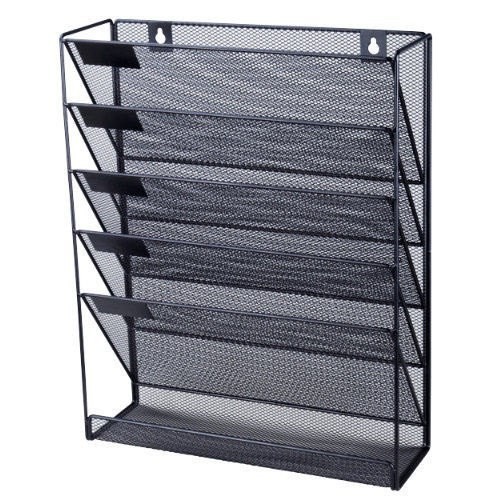 Wall Paper Holder Office Black Mesh Display Mounted Stand Organizer